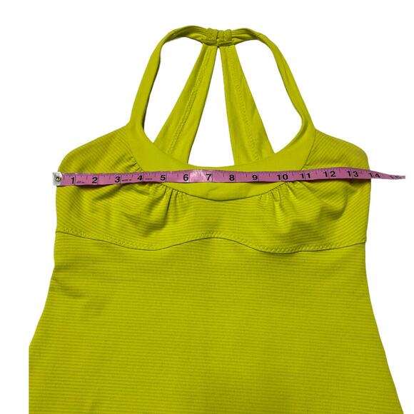 lululemon Scoop Me Up Tank top Tonka Stripe Split Pea Yoga Gym Spin Sz 6 yellow - Picture 10 of 12
